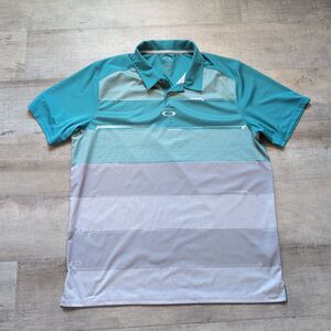 Oakley Polo Shirt Men’s XL Polyester Turquoise Striped Wildcats Golf